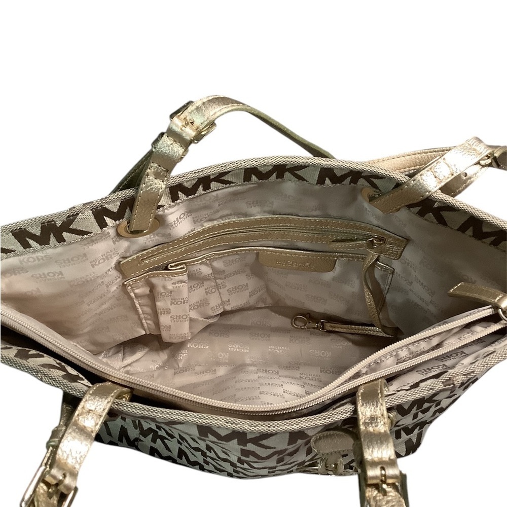 Michael Kors Brown and Gold Monogram Tote - Picture 4 of 6